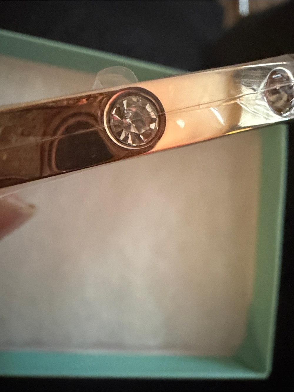 Clear Crystal-Accent Rose Gold hinged bracelet by park lane